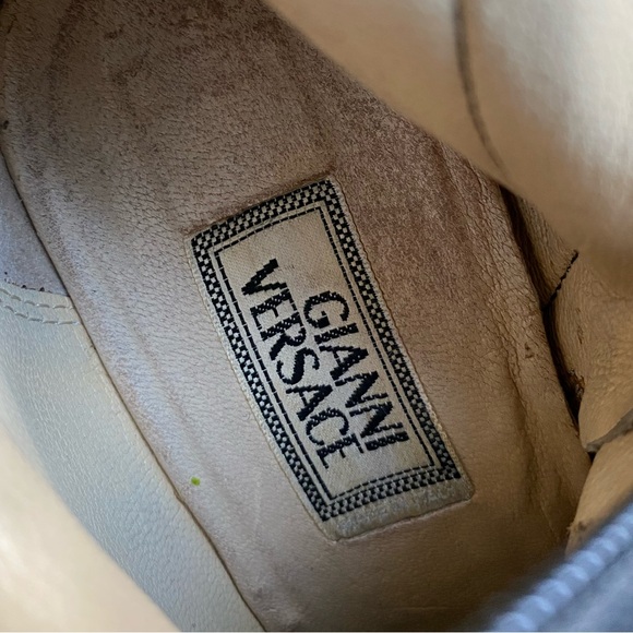 Versace Shoes Vintage Versace 9s Over The Knee Suede Leather Heel Thigh High Boot Gucci Ysl